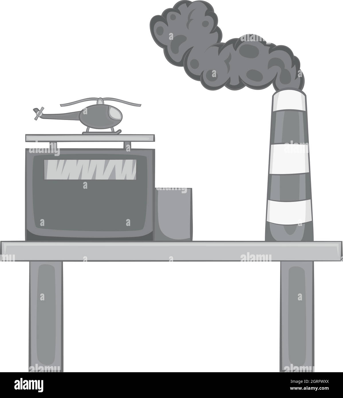 La plate-forme pétrolière, l'icône de style monochrome noir Illustration de Vecteur