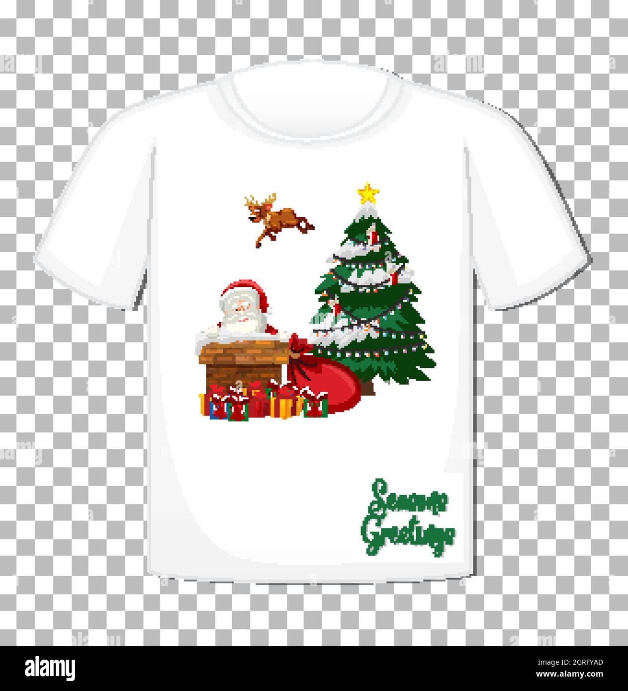 Personnage de dessin animé du Père Noël sur un t-shirt isolé sur fond transparent Illustration de Vecteur