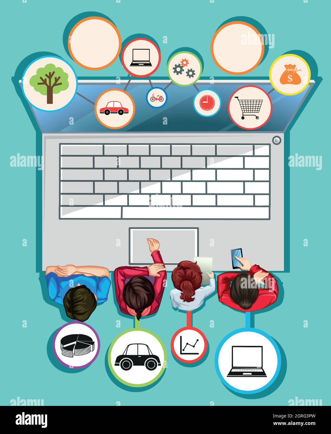 Infographie avec les professionnels et l'ordinateur Illustration de Vecteur