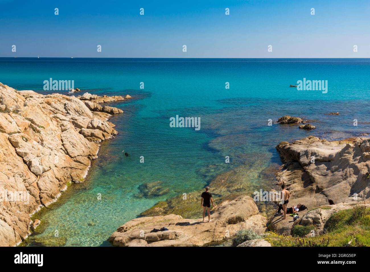 France, Var, presqu'île de Saint Tropez, Ramatuelle, côte de la baie de Bonporteau, ruisseau Banque D'Images