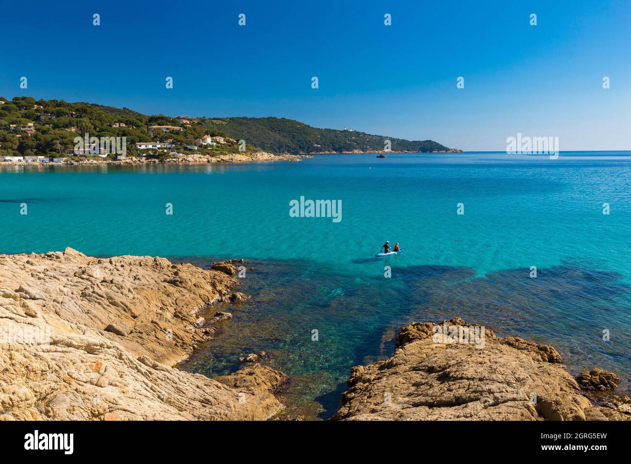 France, Var, presqu'île de Saint Tropez, Ramatuelle, côte de la baie de Bonporteau, ruisseau Banque D'Images