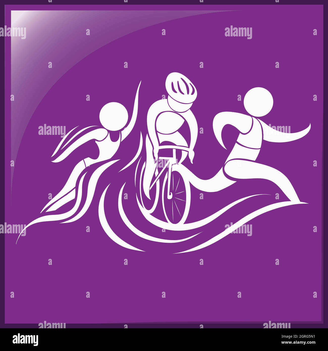 Icône de triathlon sur fond violet Illustration de Vecteur