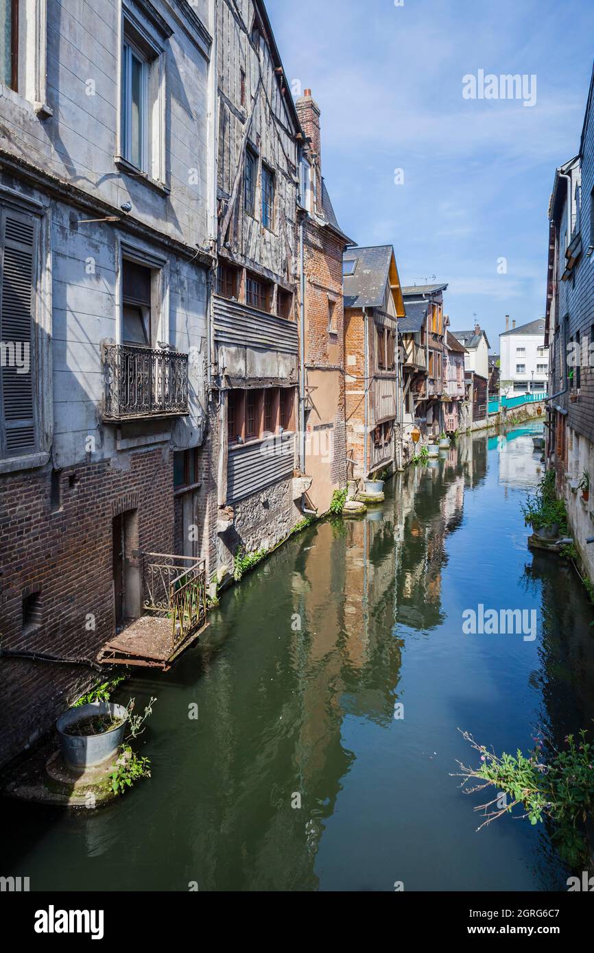 Souvenir De Pont-Audemer - Normandie - Carte Ou Gravure Ancienne - Maisons Et Risle