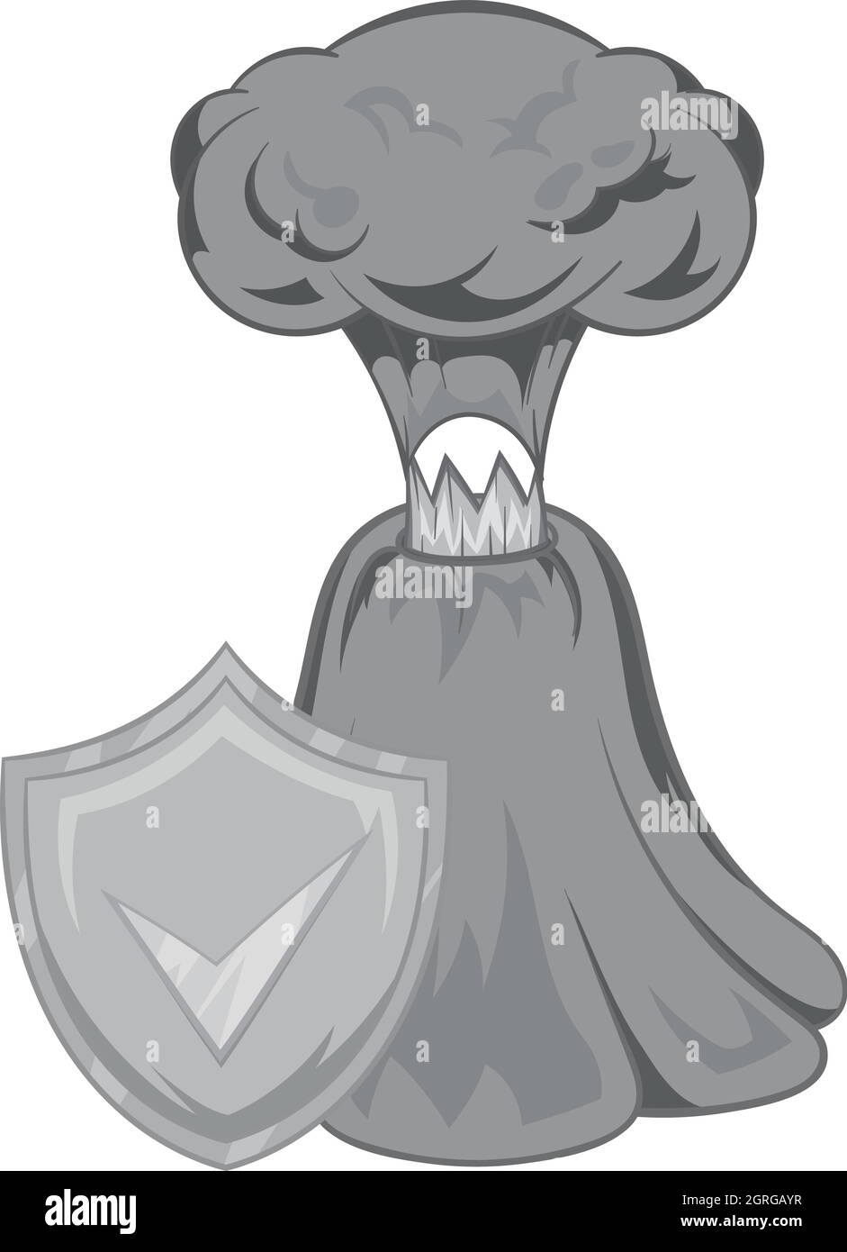 De l'éruption du volcan l'icône d'assurance Illustration de Vecteur