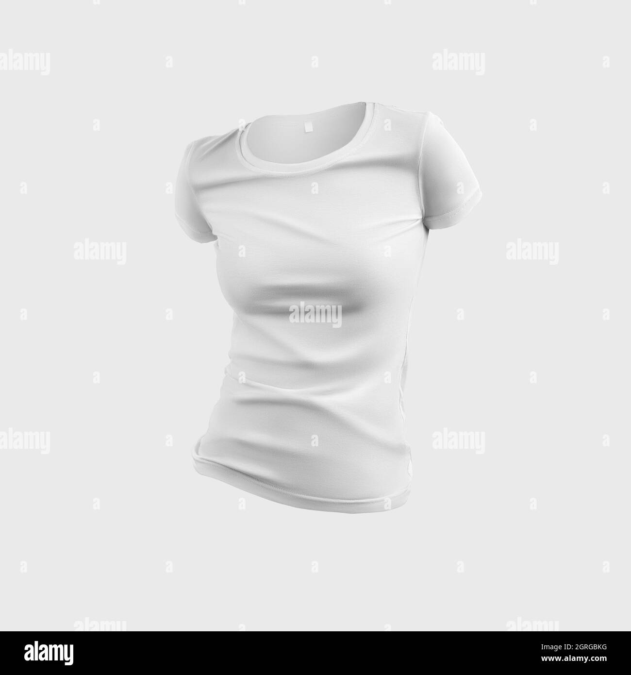 Modèle de t-shirt blanc mode, vêtements blancs rendu 3D, pour la présentation de conception, la publicité en ligne. Maquette de vêtements pour femmes, pas de corps, FO Banque D'Images