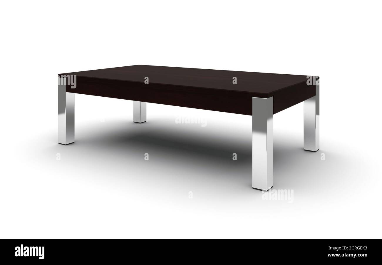 Table moderne en bois brun. image 3d Banque D'Images