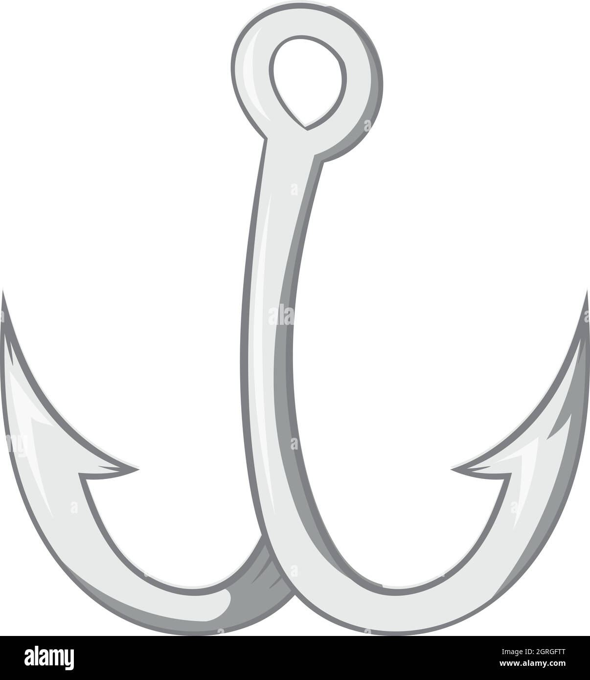 Crochet pour l'icône de pêche, style monochrome noir Illustration de Vecteur