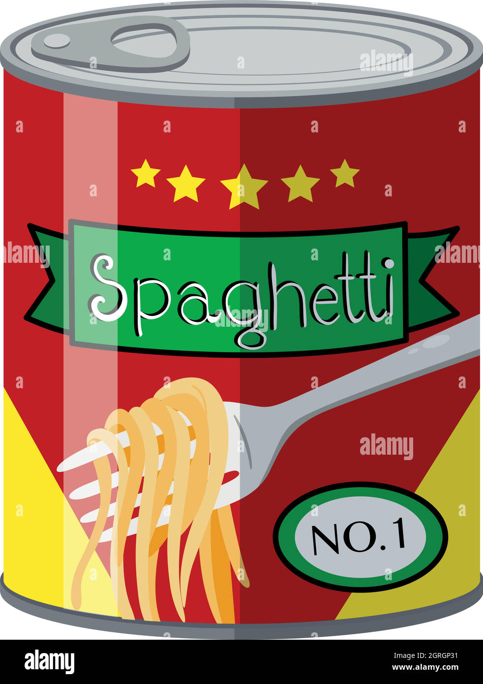 Nourriture en conserve avec spaghetti Illustration de Vecteur