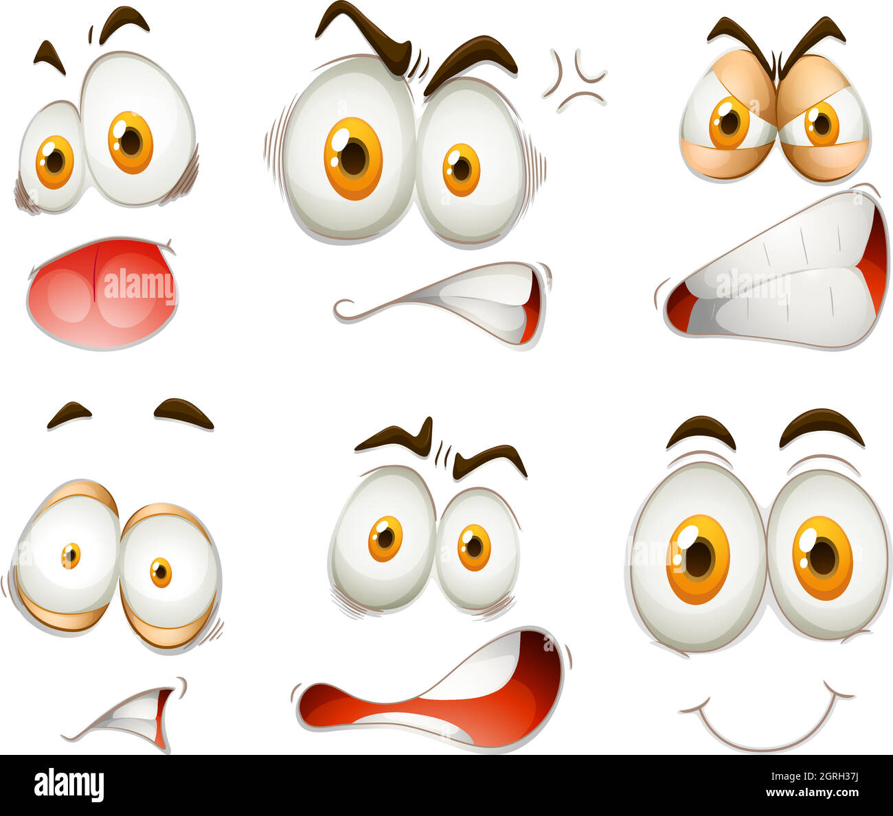 Expression faciale sur blanc Illustration de Vecteur