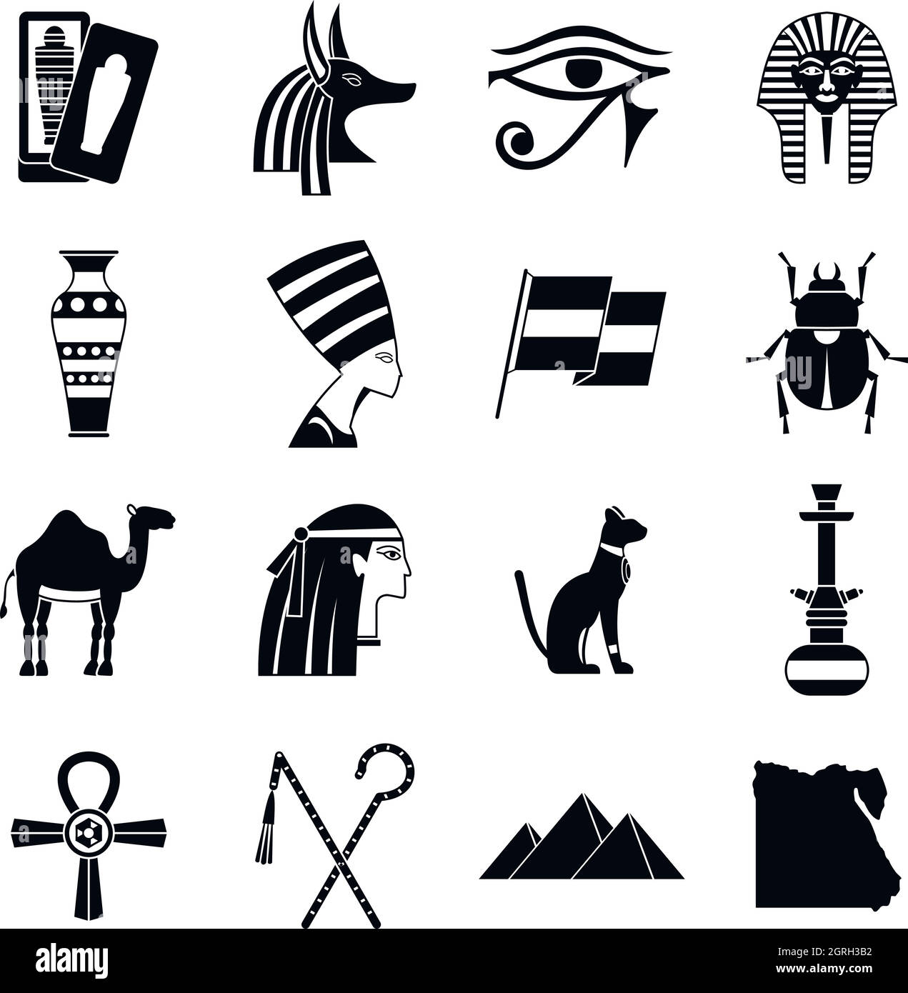 Articles de voyage Égypte icons set, le style simple Illustration de Vecteur