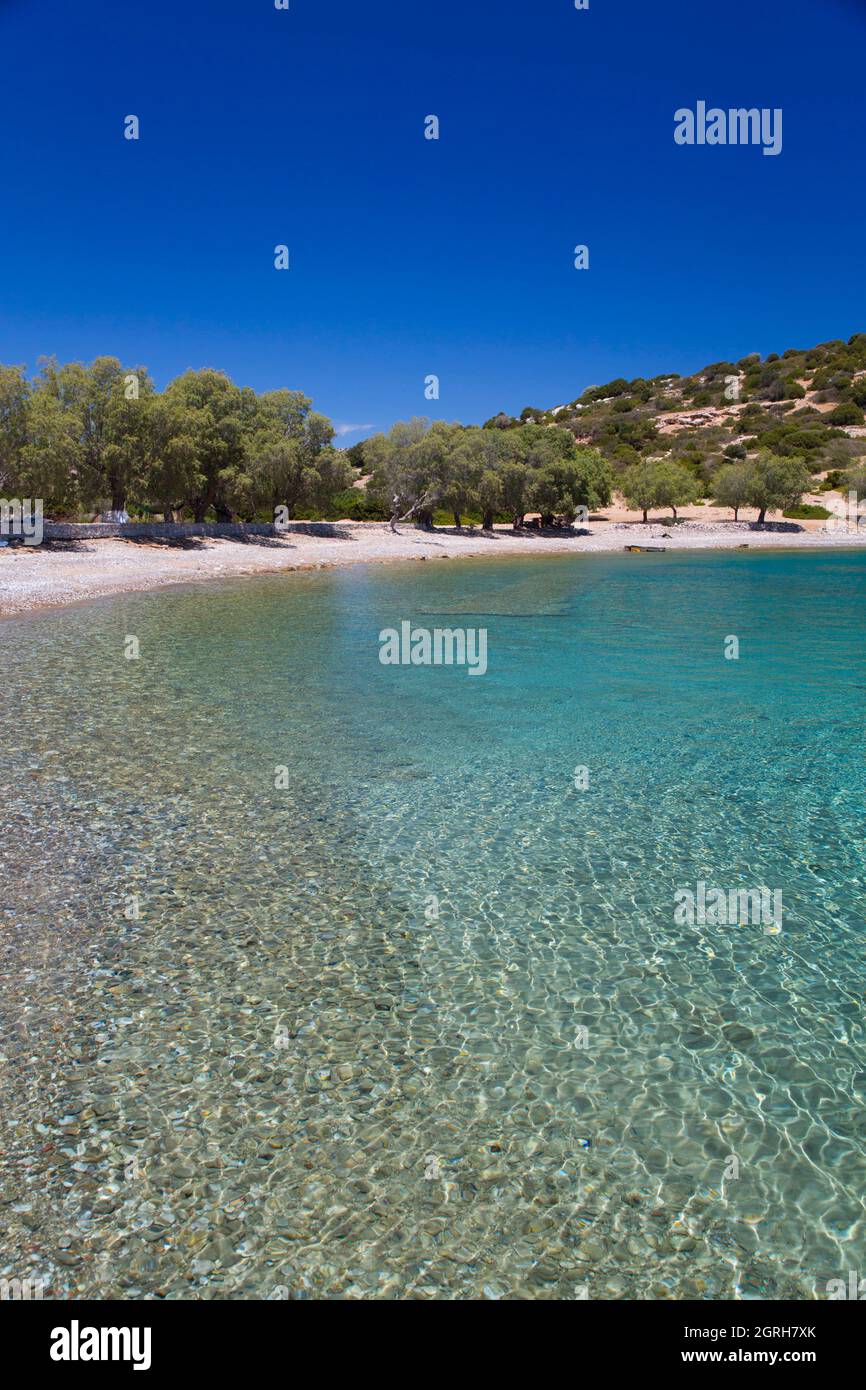Sesklia Beach, île Symi (Simi), Groupe des îles Dodécanèse, Grèce Banque D'Images