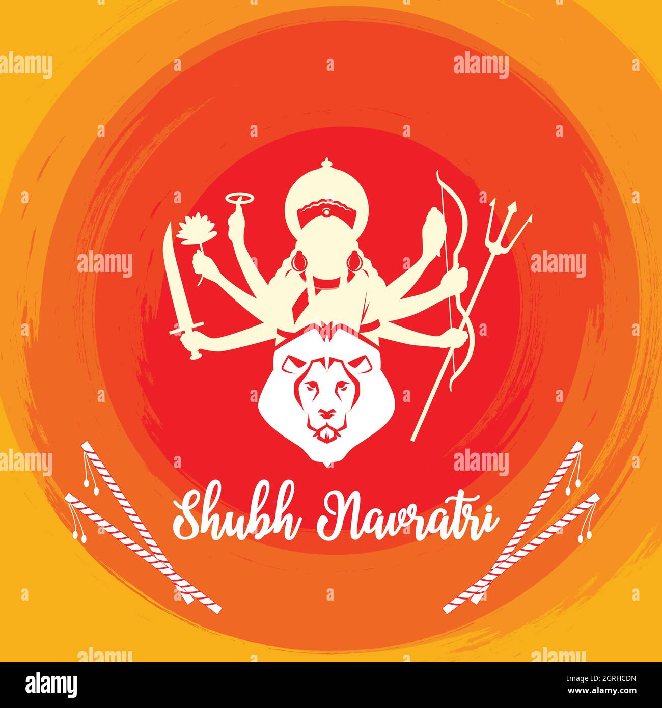 Affiche de la déesse Durga avec le visage du Lion. L'affiche donne Shubbheccha de Navratri. Illustration de Vecteur