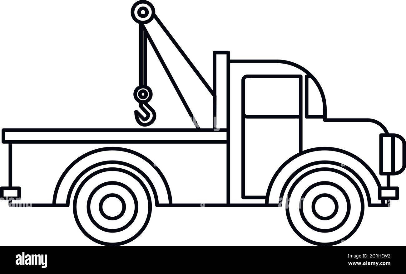 Location de camion de remorquage, l'icône de style contour Illustration de Vecteur