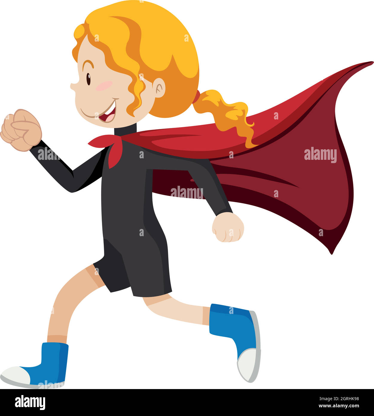 Fille super héros course à pied Illustration de Vecteur