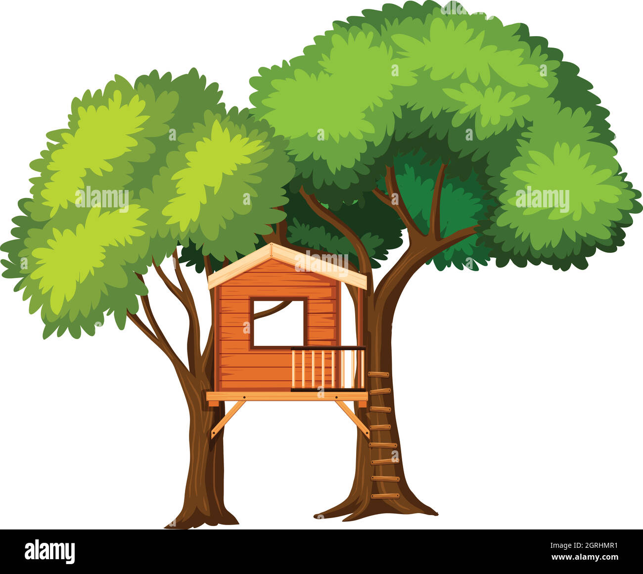 Maison d'arbre isolée sur fond blanc Illustration de Vecteur