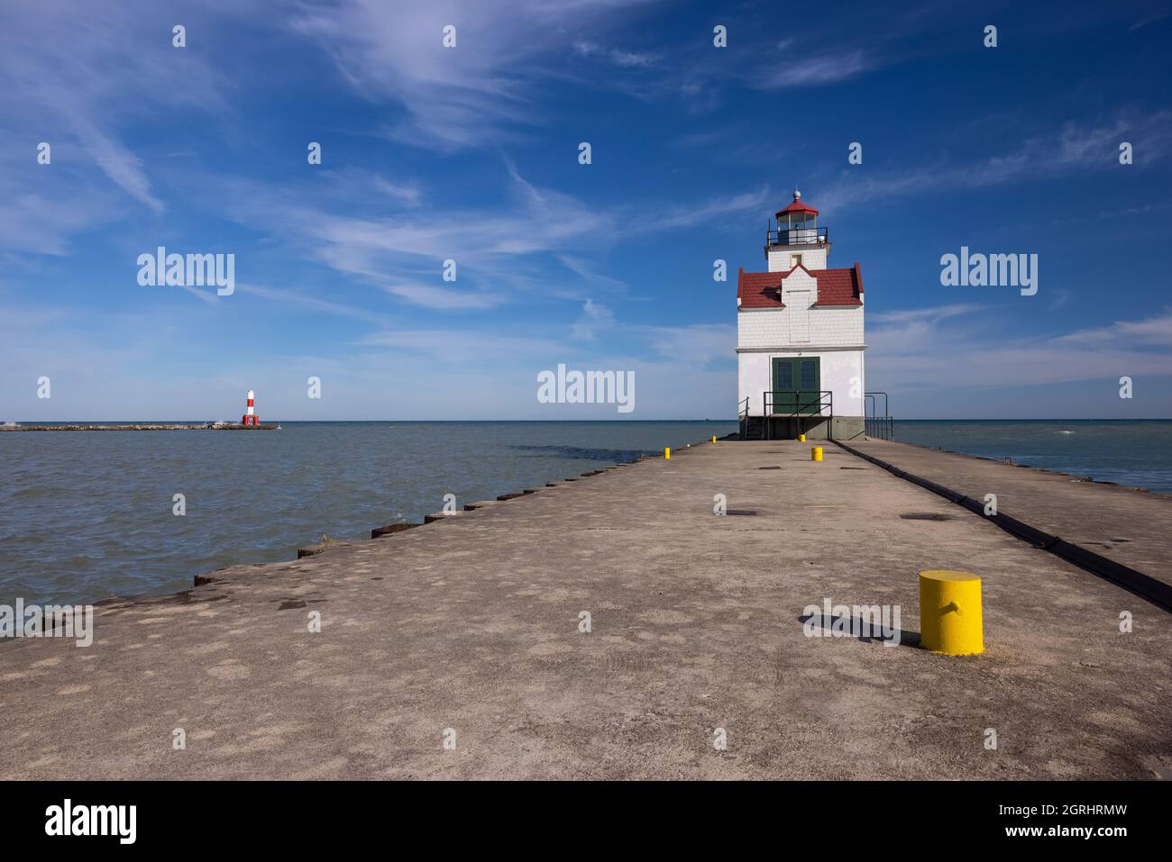 Phare de Kewaunee Breakwater sur le lac Michigan Banque D'Images