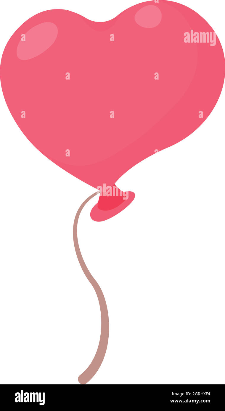 Ballon rose en forme de coeur, l'icône de style cartoon Illustration de Vecteur