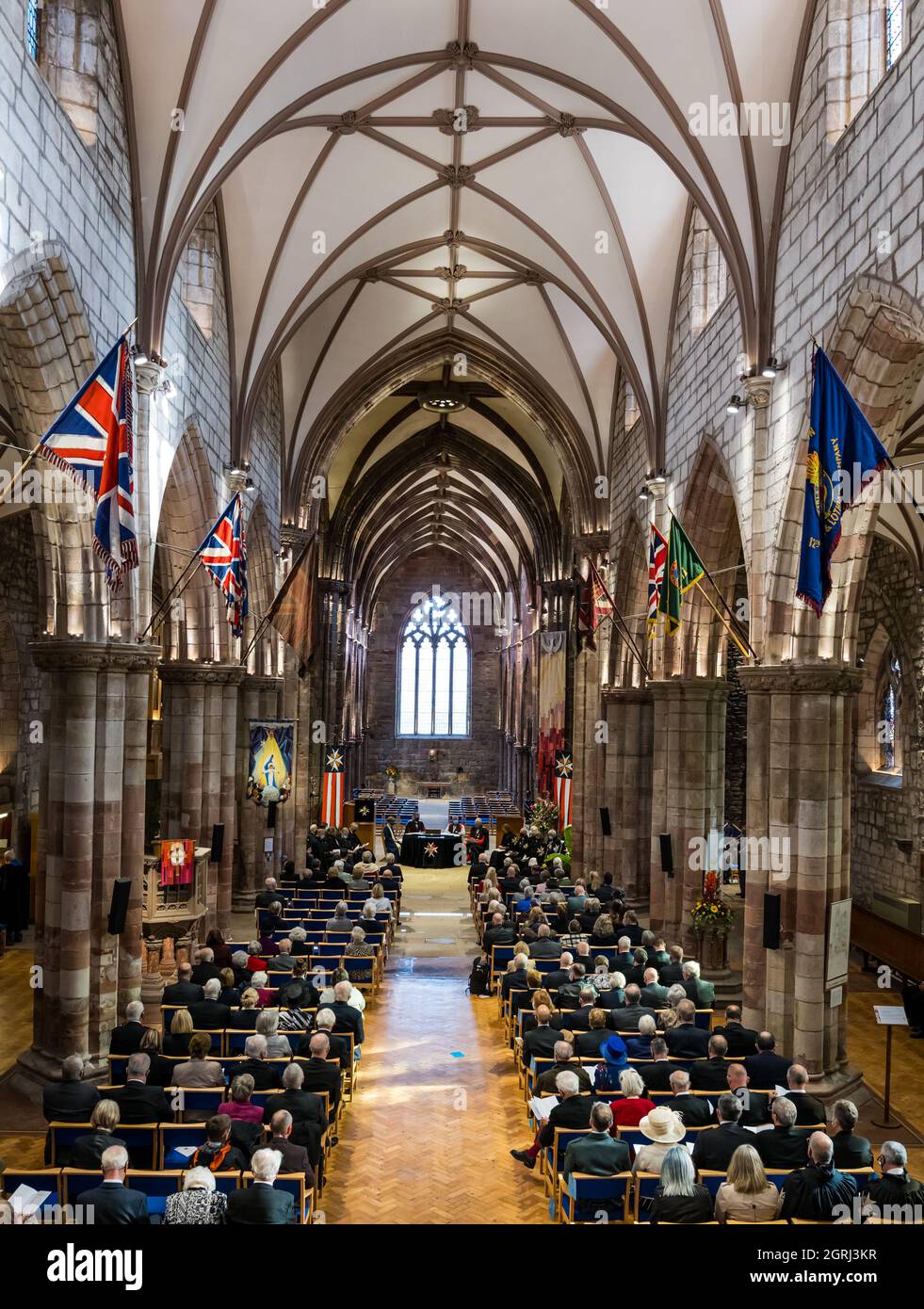 Haddington, East Lothian, Écosse, Royaume-Uni.1er octobre 2021.Festival St John : les postulants reçoivent des médailles lors d'une cérémonie aujourd'hui.Un nouveau précédent, chancelier et doyen sont également installés.Les membres bénévoles de l'ordre amassaient des fonds pour fournir des défibrillateurs, une formation à la RCP et le transport des patients en Écosse Banque D'Images