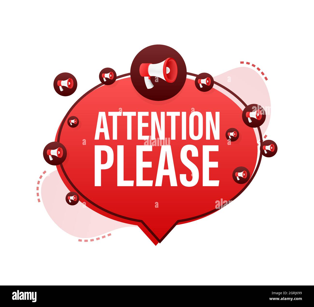 Bannière avec attention s'il vous plaît. Attention rouge, veuillez signer l'icône. Signe de danger d'exclamation. Icône d'alerte. Illustration du stock vectoriel. Illustration de Vecteur