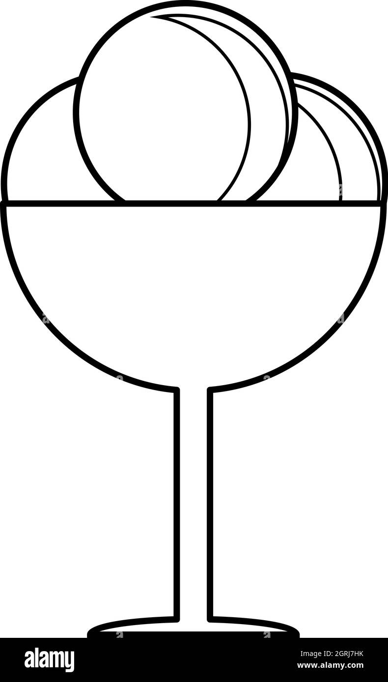 Boules rondes de glace dans l'icône de tasse Illustration de Vecteur