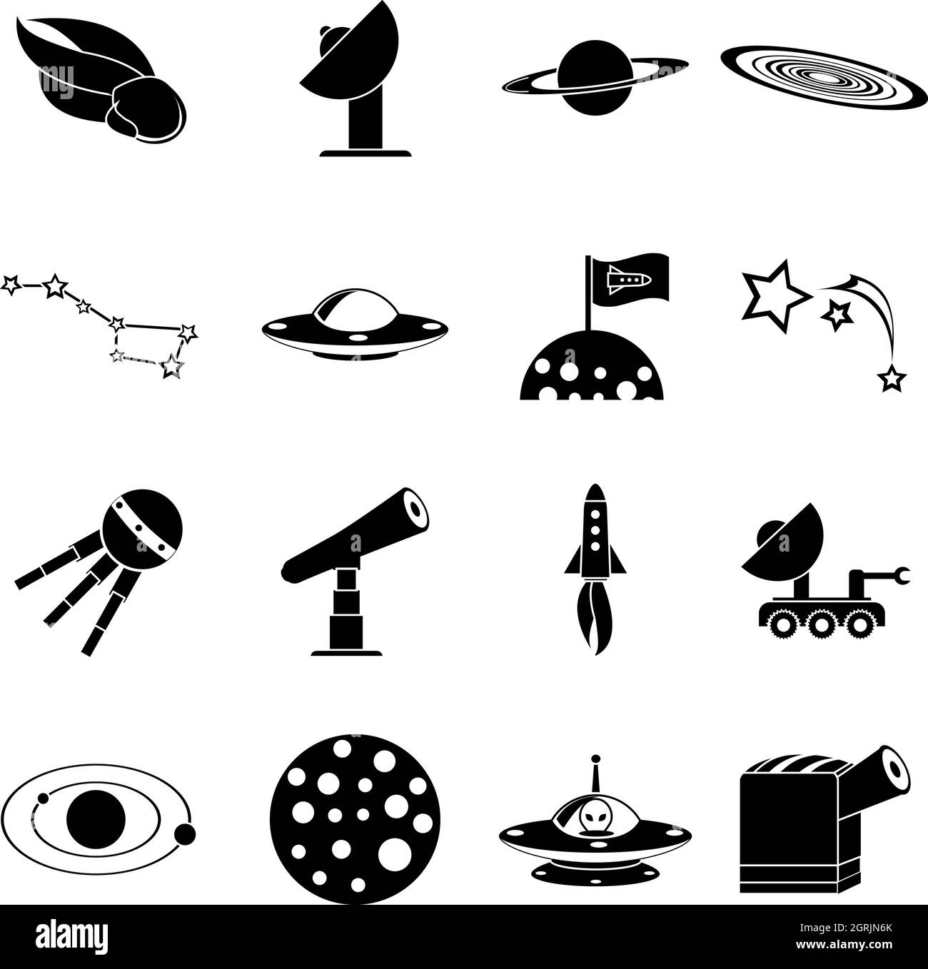 Les icônes de l'espace fixés, le style simple Illustration de Vecteur