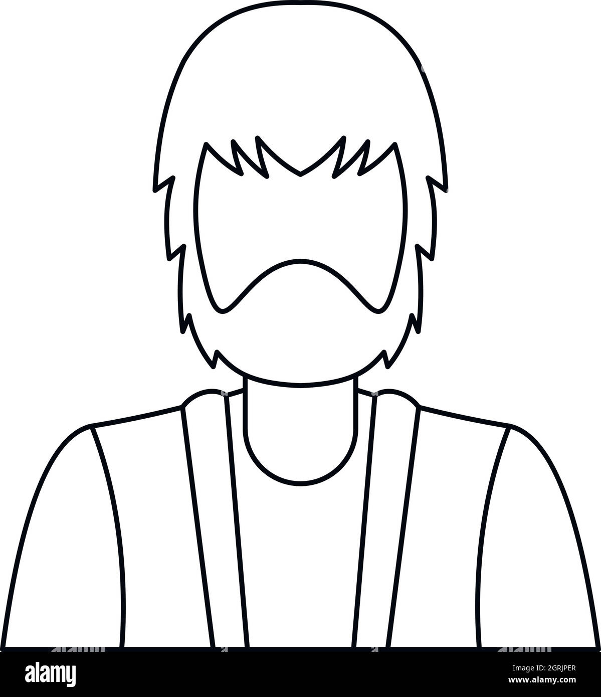 Homme barbu, l'icône de style contour Illustration de Vecteur