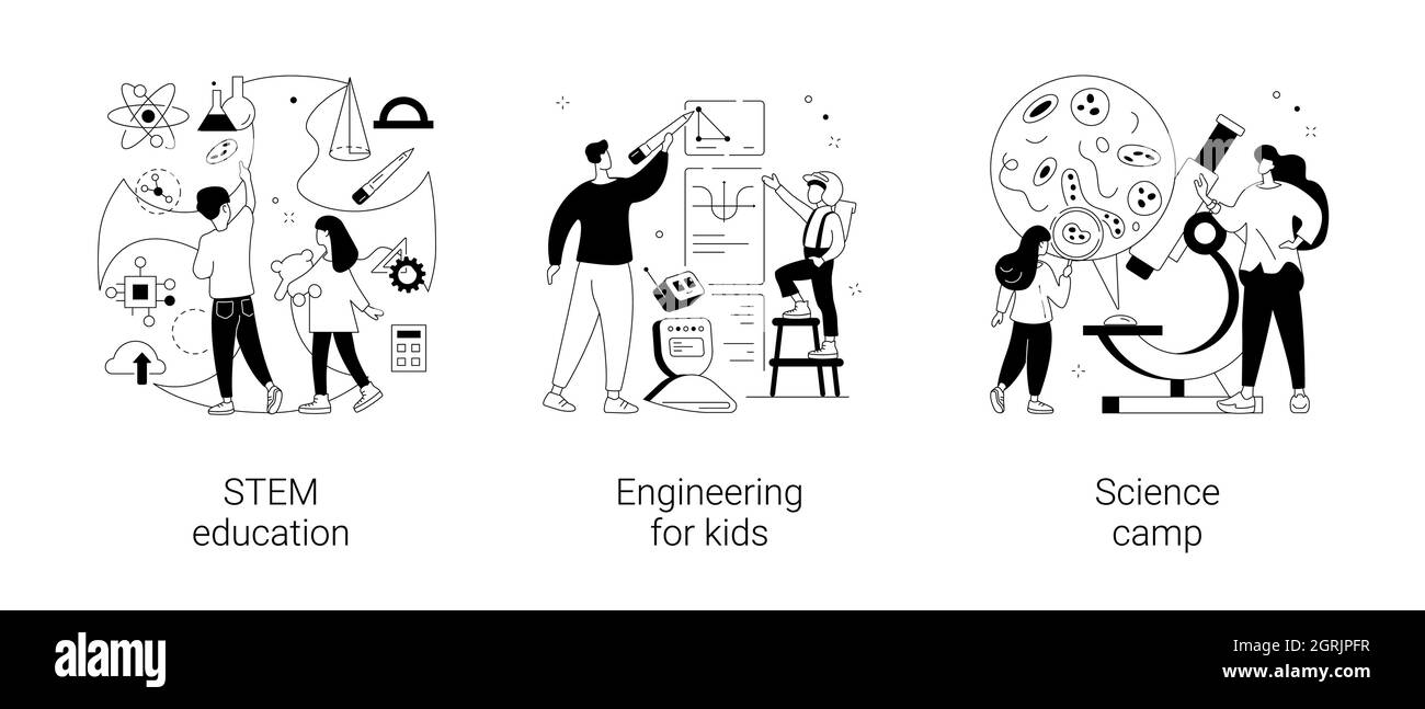 Activités d'apprentissage amusantes illustrations vectorielles abstraites. Illustration de Vecteur