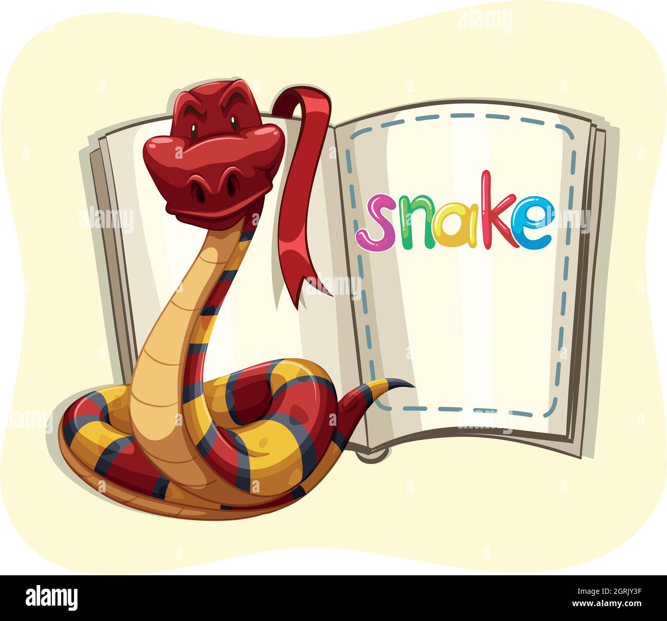 Serpent rouge et un livre Illustration de Vecteur