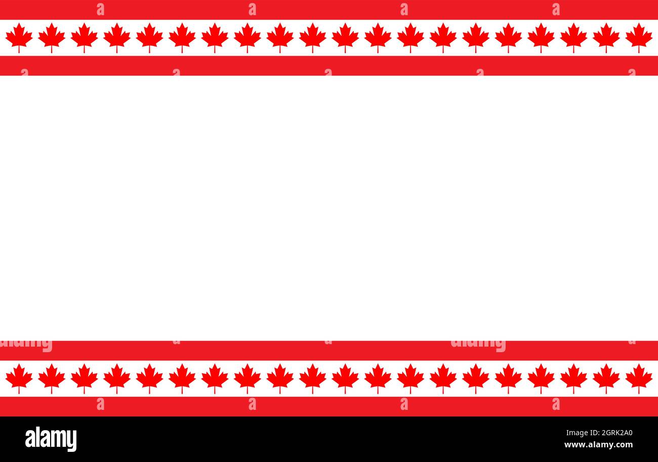 Symboles du drapeau national canadien motif décoratif de cadre de bordure avec un espace vide pour votre texte. Illustration de Vecteur