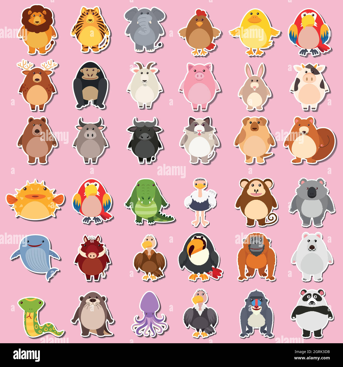 Pack d'autocollants MEGA Animal Illustration de Vecteur