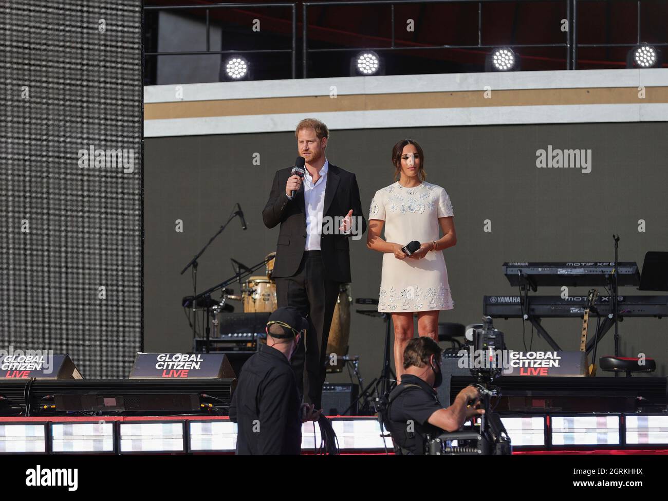 Central Park, New York, États-Unis, 25 septembre 2021 - Prince Harry et Meghan Markle à l'événement Global Citizen Live à Central Park New York. Photo: Crédit PHOTO Giada Papini/EuropaNewswire OBLIGATOIRE. Banque D'Images