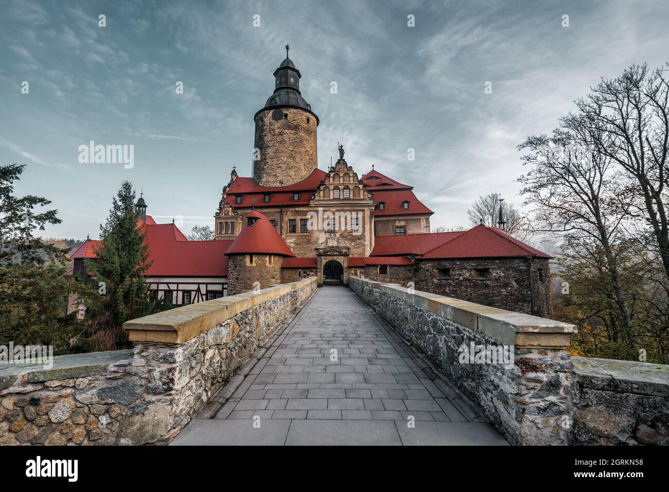 Vue sur le château de Czocha en Pologne. Banque D'Images