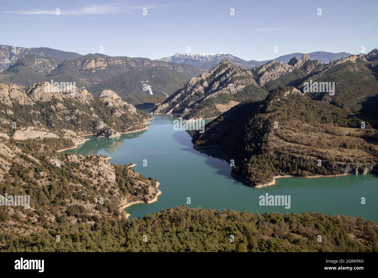 Paysage montrant Llosa del Cavall marais wunder un ciel bleu clair dans la vallée de Lord en Catalogne Banque D'Images