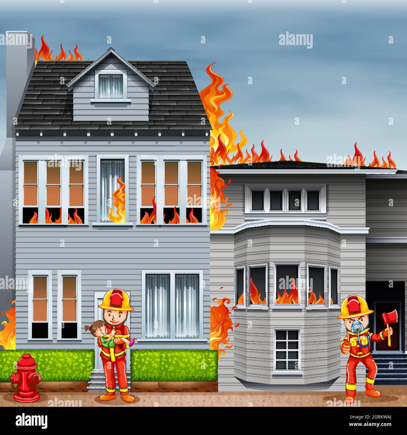 Incendie et pompiers Illustration de Vecteur