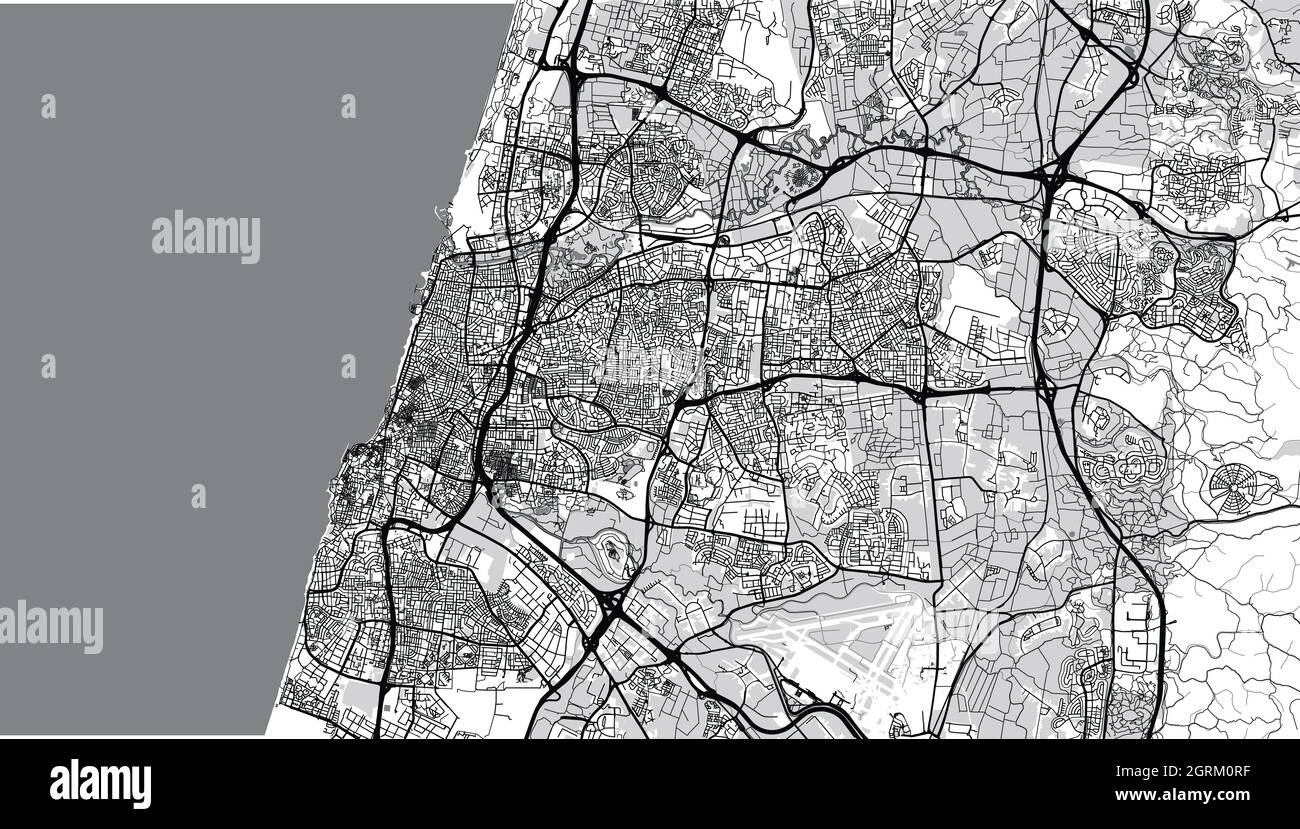 Carte urbaine vectorielle de tel Aviv, Israël, Moyen-Orient Illustration de Vecteur