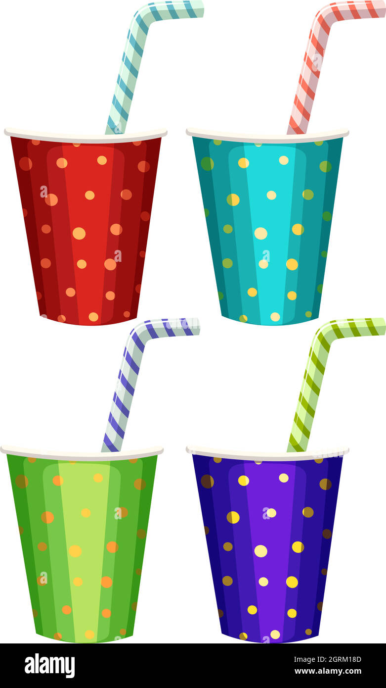 Tasses de fête avec pailles Illustration de Vecteur