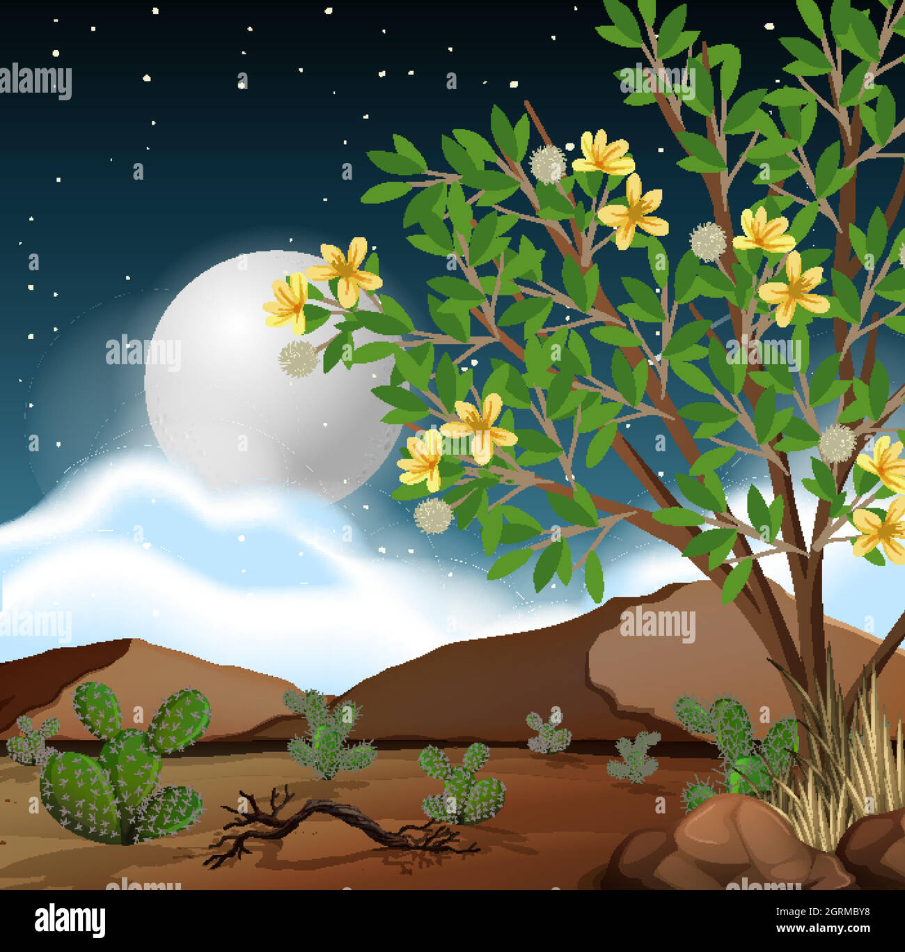 Paysage sauvage du désert sur scène de jour Illustration de Vecteur