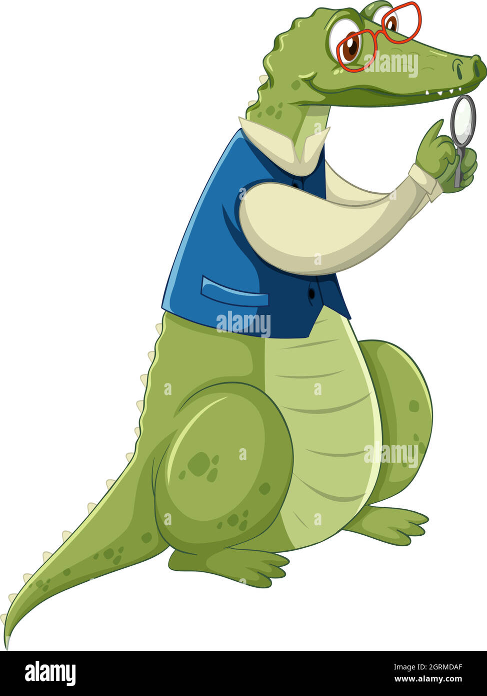 Personnage de dessin animé crocodile nerdy isolé sur fond blanc Illustration de Vecteur