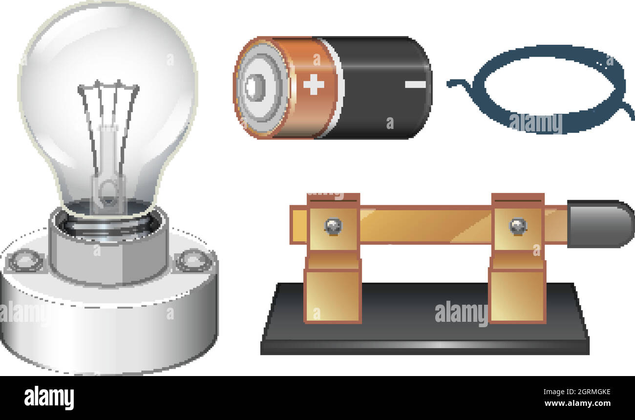 Ensemble d'équipements scientifiques pour la fabrication de l'électricité Illustration de Vecteur