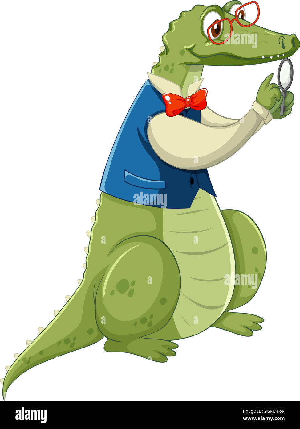 Personnage de dessin animé crocodile nerdy isolé sur fond blanc Illustration de Vecteur