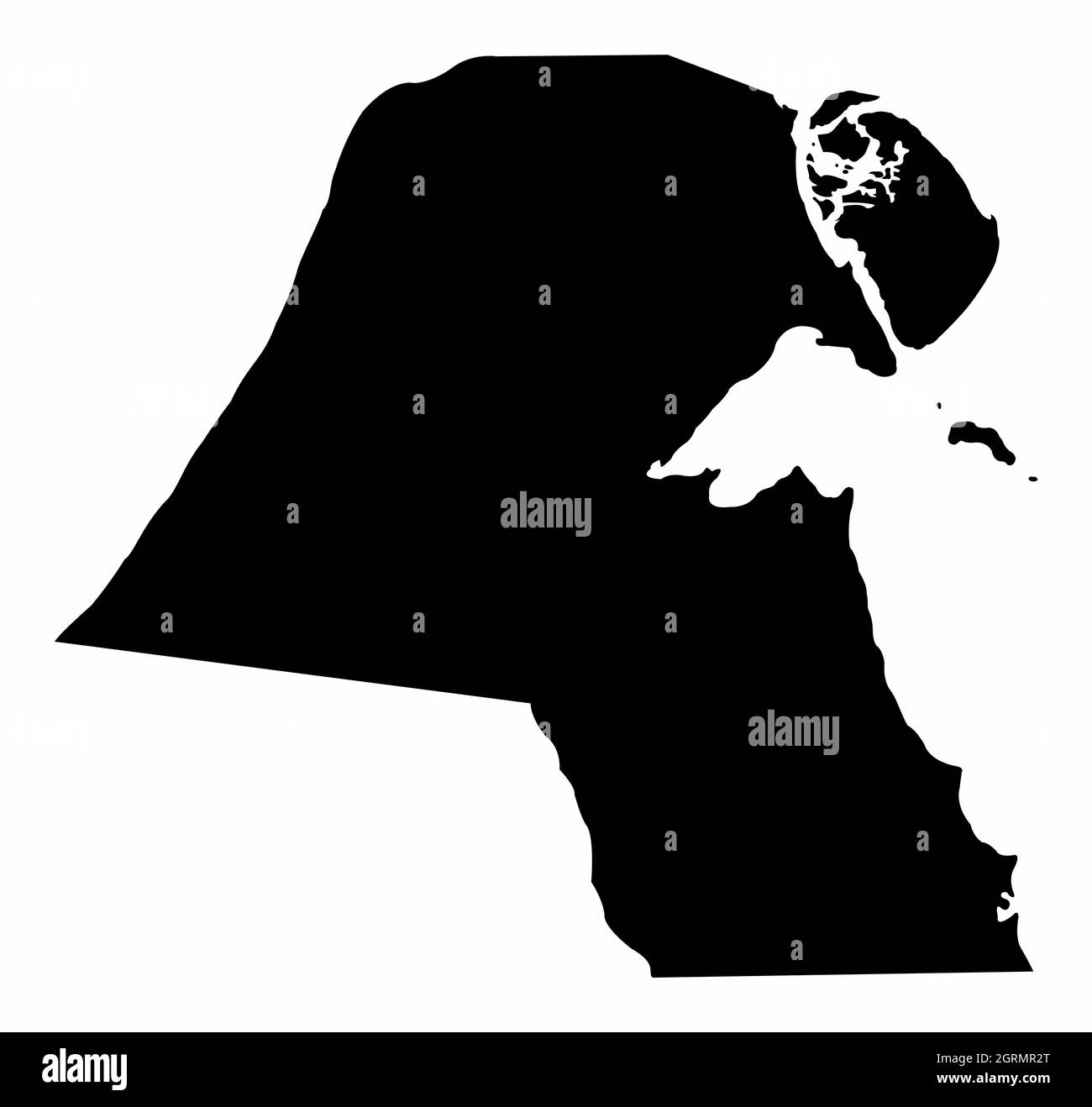 Carte de silhouette du Koweït isolée sur fond blanc Illustration de Vecteur