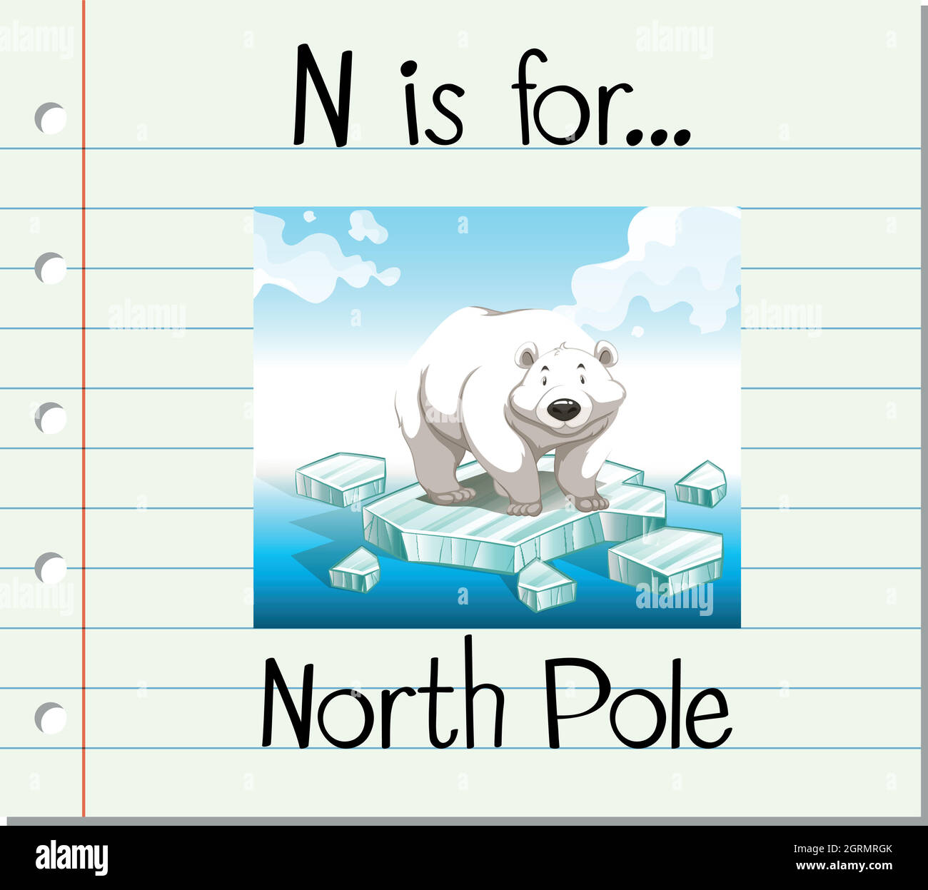 La lettre N du flashcard est destinée au pôle Nord Illustration de Vecteur La lettre N du flashcard est destinée au pôle Nord Illustration de Vecteur
