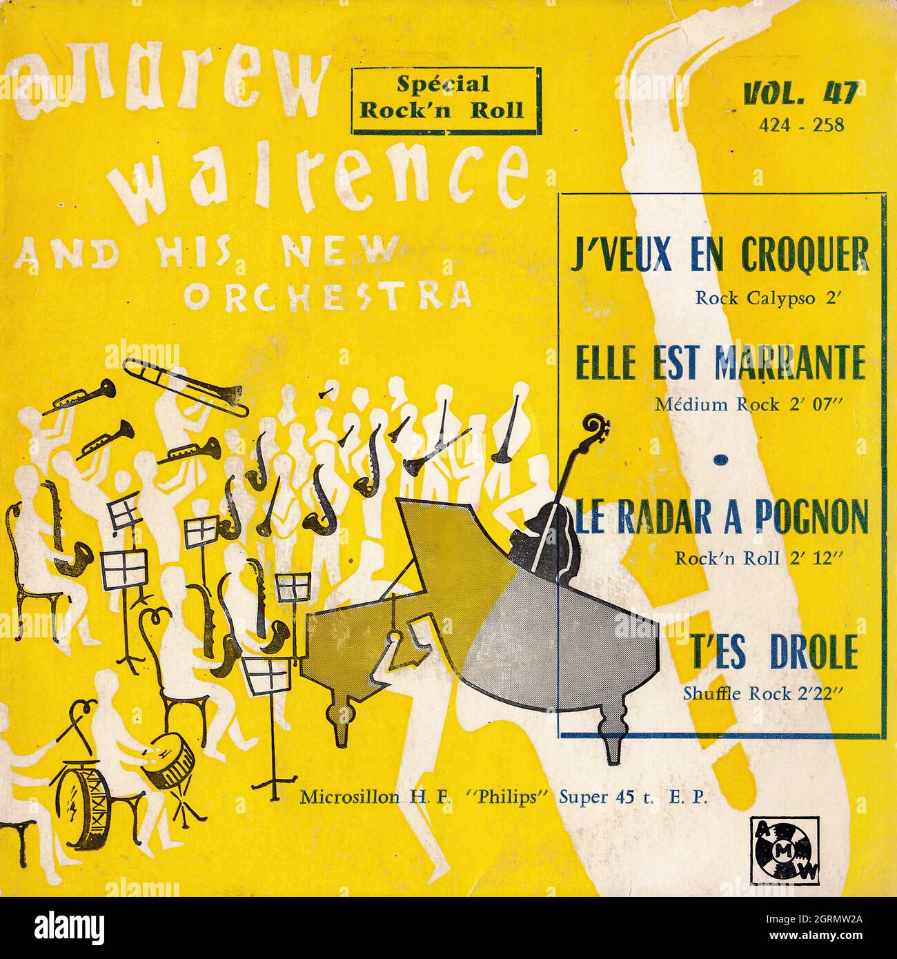 Andrew Walrence et son nouvel orchestre - Spécial Rock'n Roll EP - Vintage Vinyl Record Cover Banque D'Images