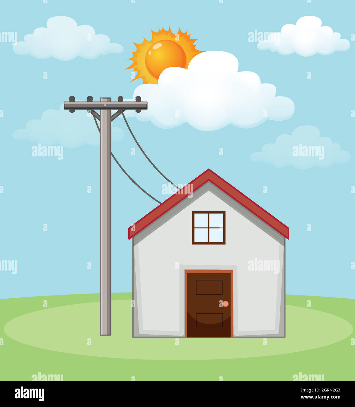 Schéma illustrant le fonctionnement de la cellule solaire à la maison Illustration de Vecteur