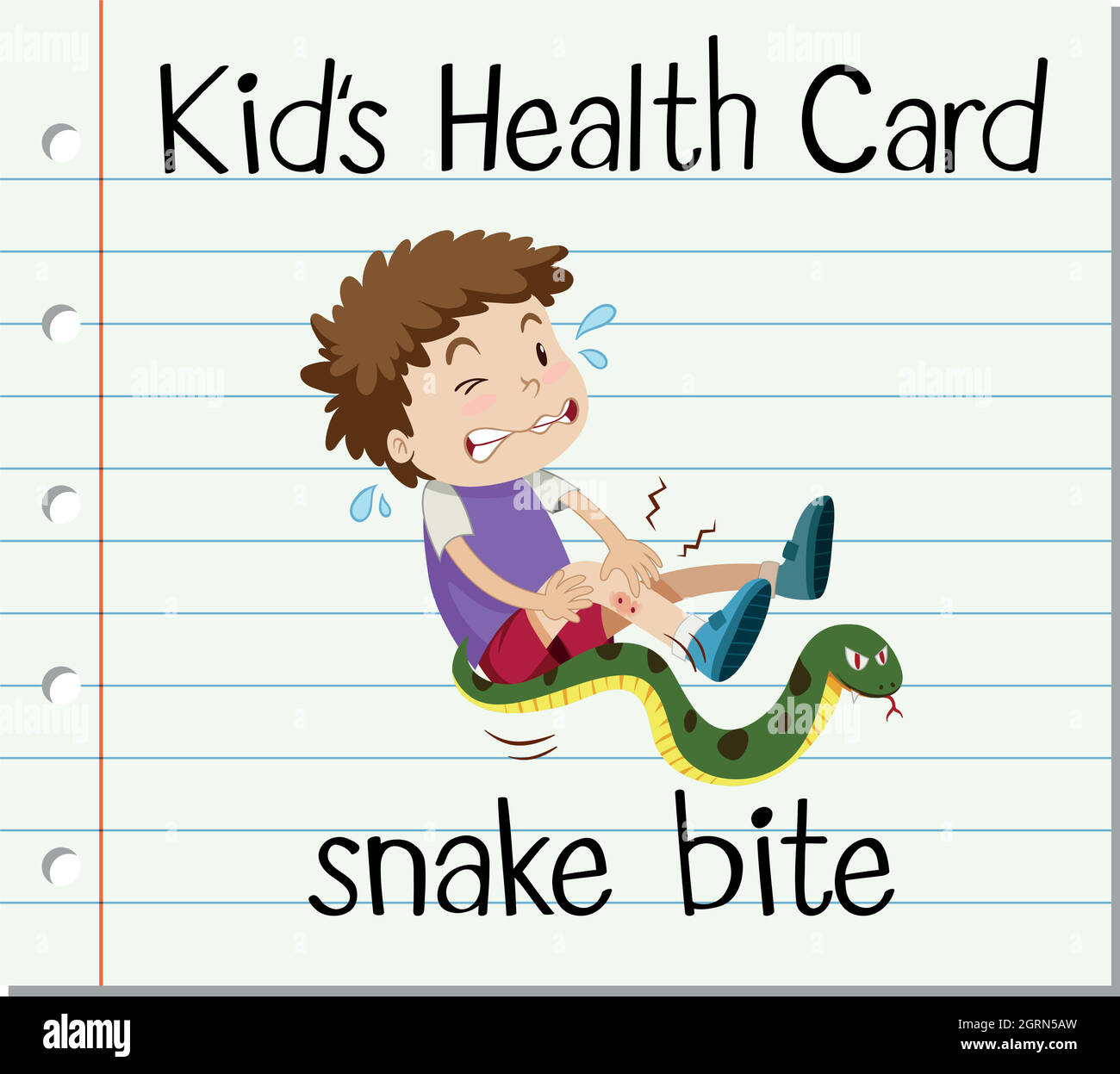 Carte santé avec morsure de garçon et de serpent Illustration de Vecteur