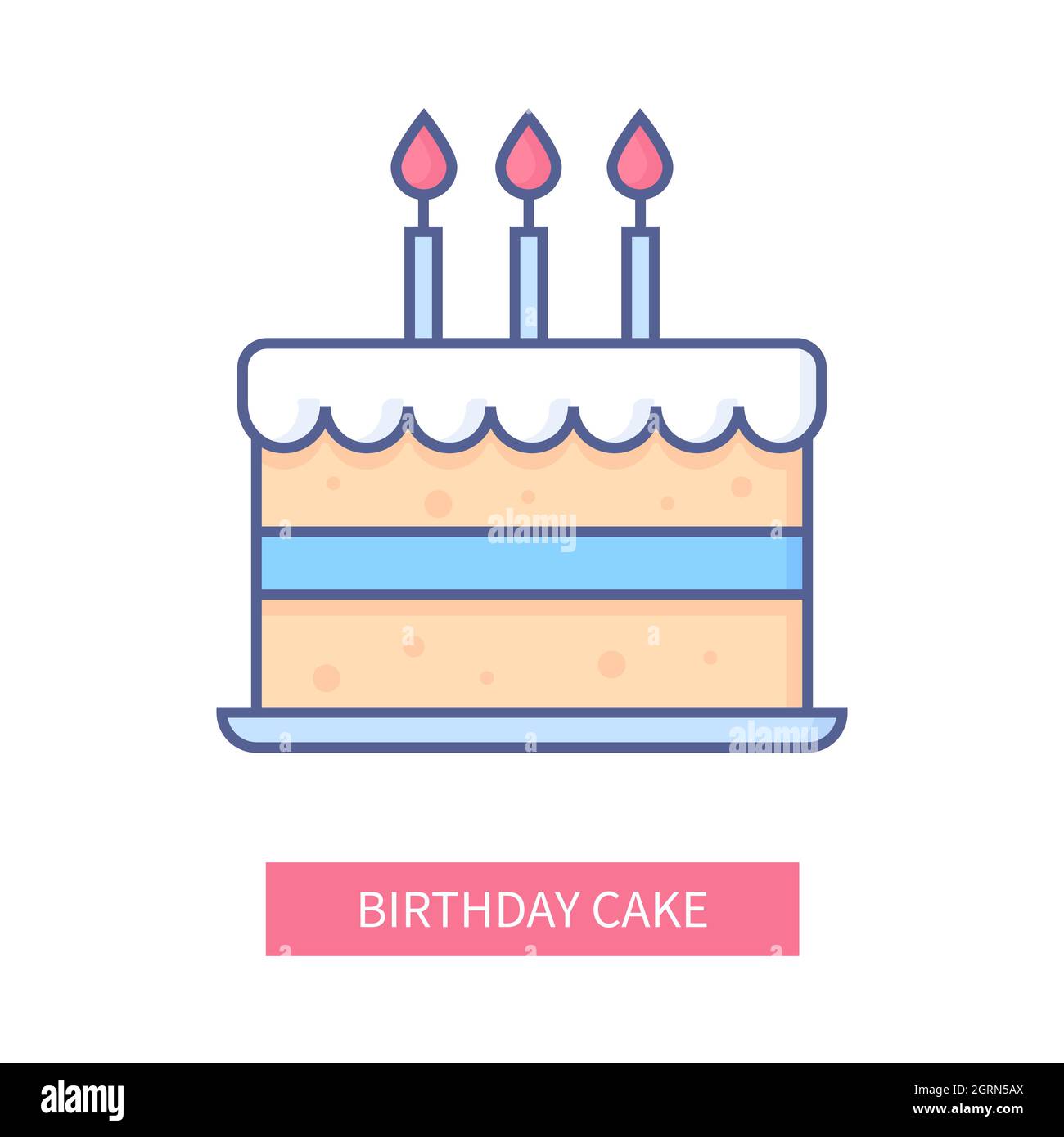 Gateau D Anniversaire Icone De Style Moderne Sur Fond Blanc Image Nette Et Detaillee D Une Tarte Feuilletee Aux Bougies Delicieux Et Delicieux Image Vectorielle Stock Alamy