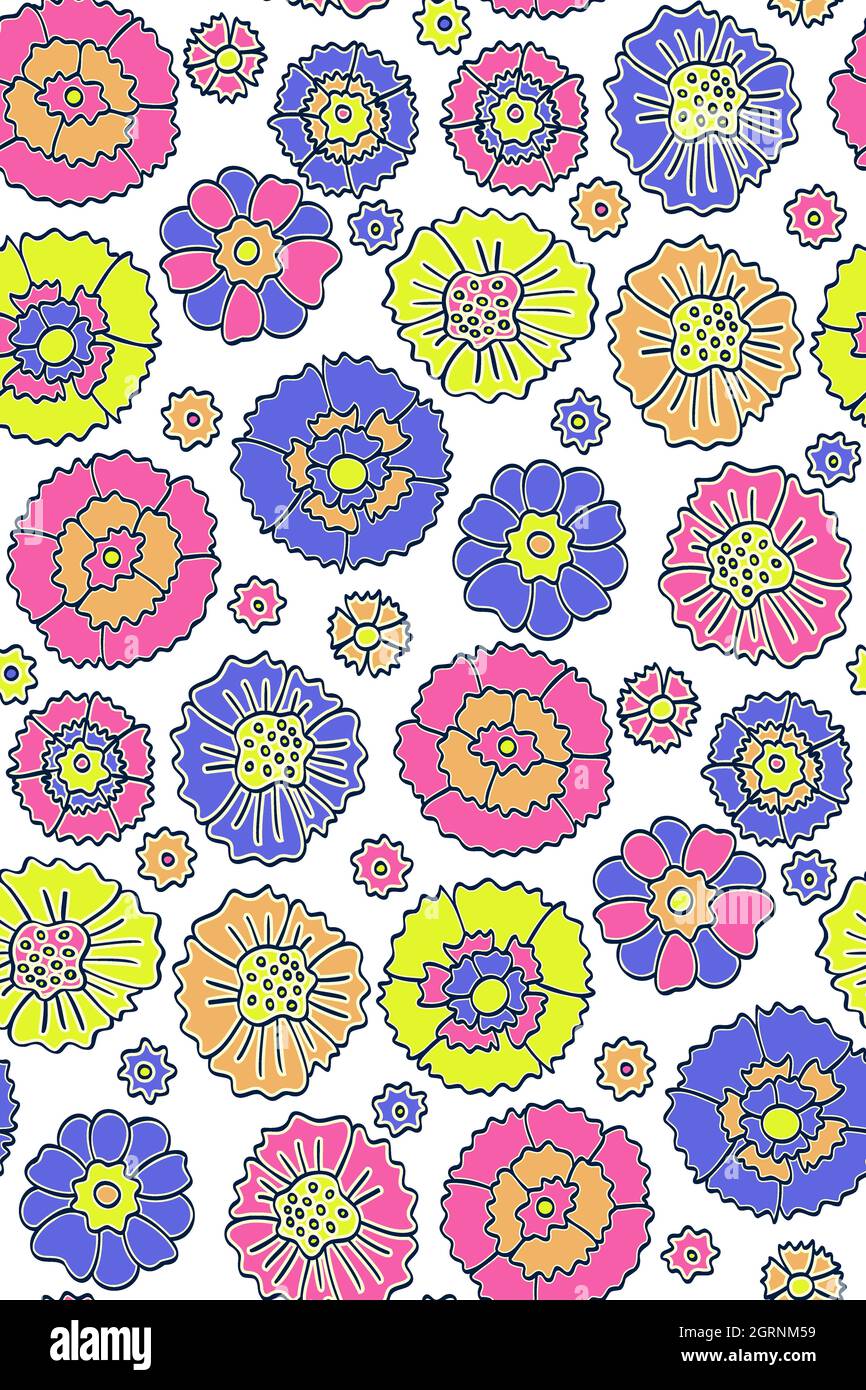 Motif fleuri sans couture sur le fond. Illustration de vecteur ethnique. Fleurs et feuilles de fantaisie. Style oriental Banque D'Images