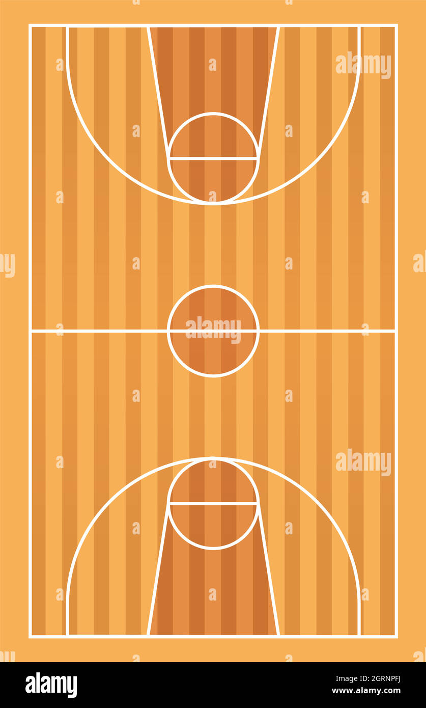 Terrain de basket-ball en bois avec lignes Illustration de Vecteur