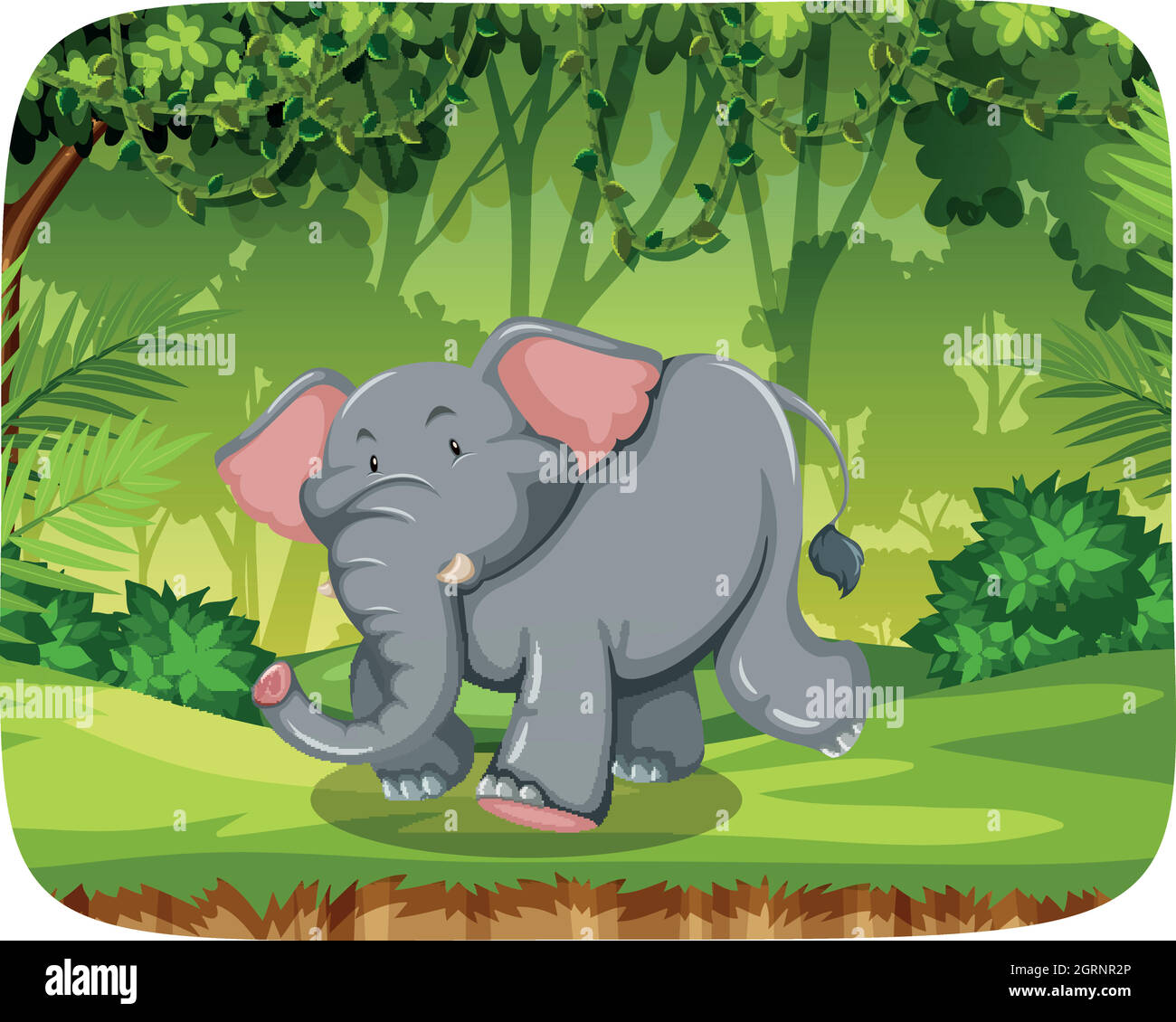 Joli éléphant dans la scène de la nature Illustration de Vecteur