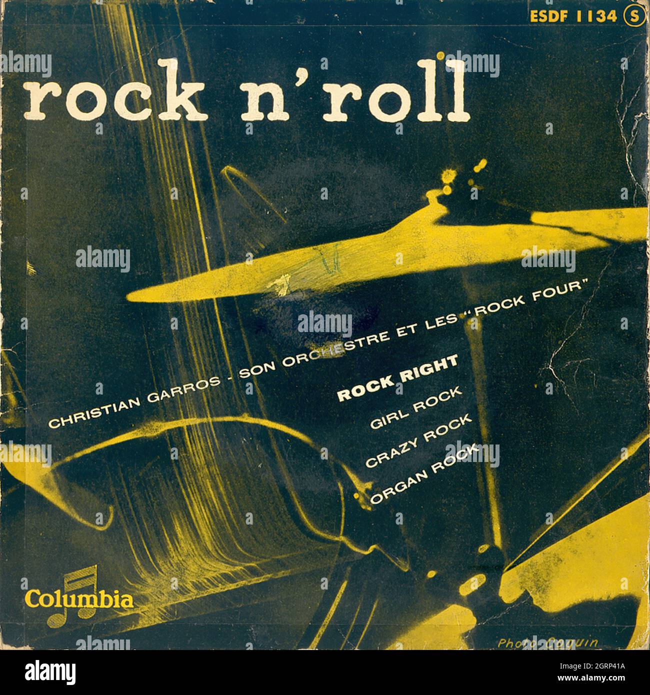 Christian Garros, son orchestre et les ''Rock four'' - Rock'n Roll EP - Vintage Vinyl Record Cover Banque D'Images